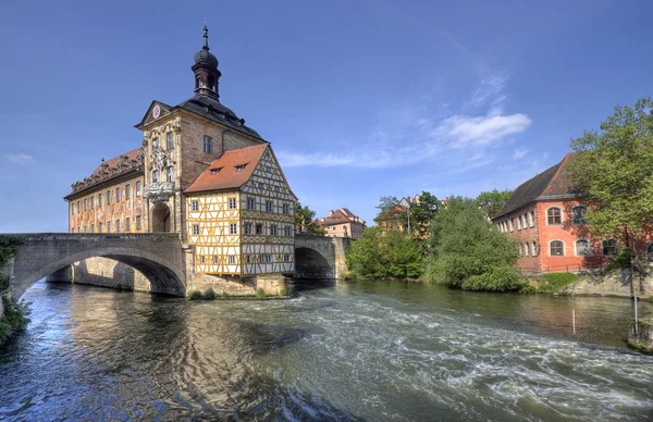 Ayuntamiento de Bamberg en el río Regnitz, Alemania —  Fotos de Stock