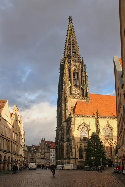 Munster Germany December 2015 People Walking Prinzipalmarkt Street Lined Shops — Stock Photo, Image