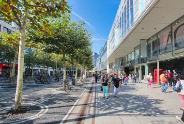 Frankfurt, Germany - August 29, 2013: People walking in the Zeil: the main shopping street of Frankfurt, Germany on August 29, 2013.