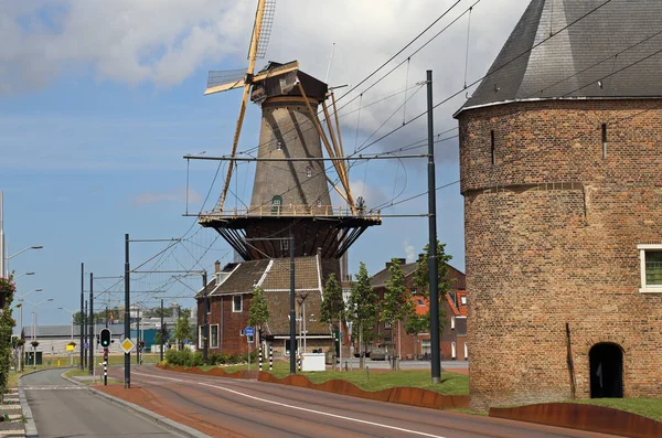 Historical Windmill Other Buildings Delft Holland — Stock Photo, Image