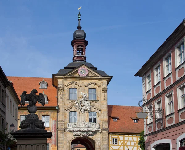 Wieża Bramy Ratusza Miasta Bamberg Niemczech — Zdjęcie stockowe