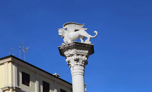 Colonne Avec Lion Vénitien Sur Piazza Dei Signori Vicence Italie — Photo