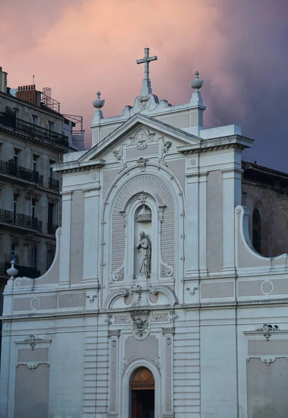 Iglesia San Ferreol Por Noche Marsella Francia — Foto de Stock