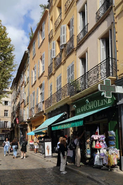 Aix Provence Francia Octubre 2019 Los Turistas Compras Plaza Ciudad —  Fotos de Stock