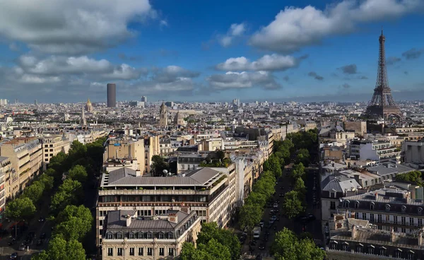 Cityscape Tree Lined Boulevard Eifel Tower Paris France See Top — стокове фото