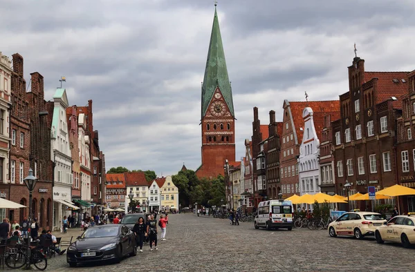 Luneburg Německo Července 2019 Historické Budovy Kostelní Věž Jana Lidé — Stock fotografie