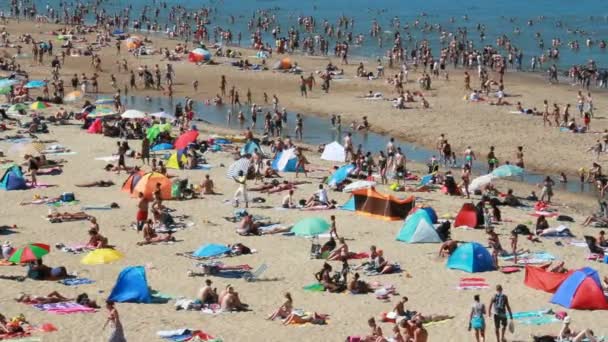 Gente en la playa — Vídeo de stock