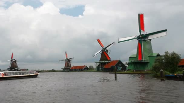 Dutch Windmills in Zaandam — Stock Video