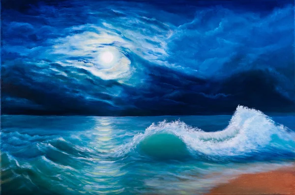 Moonlight hav landskap — Stockfoto