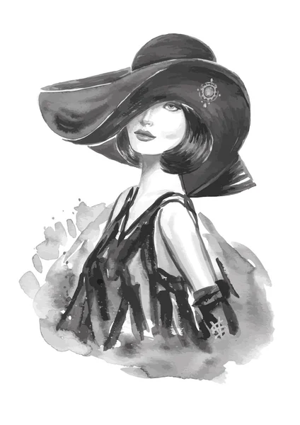 pix Negro Dibujo Mujer Con Sombrero mujer con sombrero elegante vectores