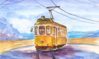 Old tram  clipart