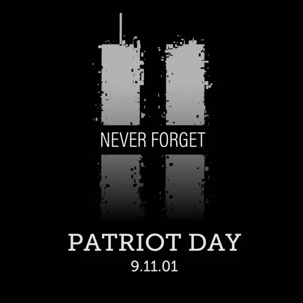 Konsep vektor hari patriot. Ilustrasi Menara Kembar sebagai simbol peringatan akan tragedi 11 September 2001. - Stok Vektor
