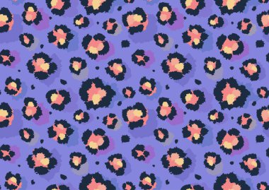 Leopar desensiz, renkli, komik moda tekstili. Dokulu biçimlendirilmiş hayvan derisi vektörü kusursuz desen.