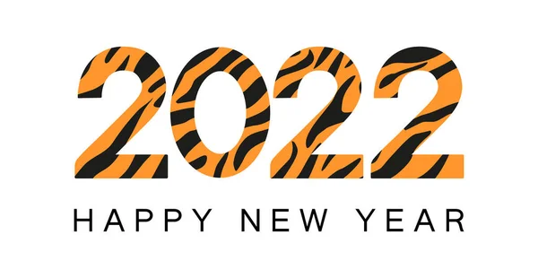 Cartel de Feliz Año Nuevo 2022 en estilo abstracto de moda. 2022 patrón de piel de tigre logotipo. Año del tigre concepto minimalista. — Vector de stock