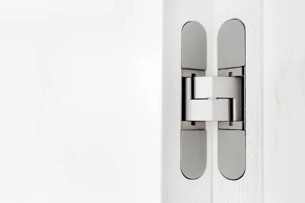 Close-up photo of new modern minimalistic door with hidden gray hinge. — Stock Photo, Image