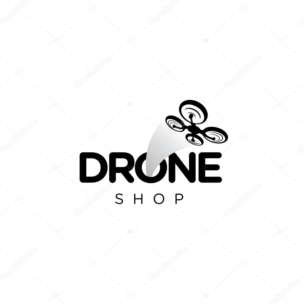 Drone Vector Logo with a drone silhoette.