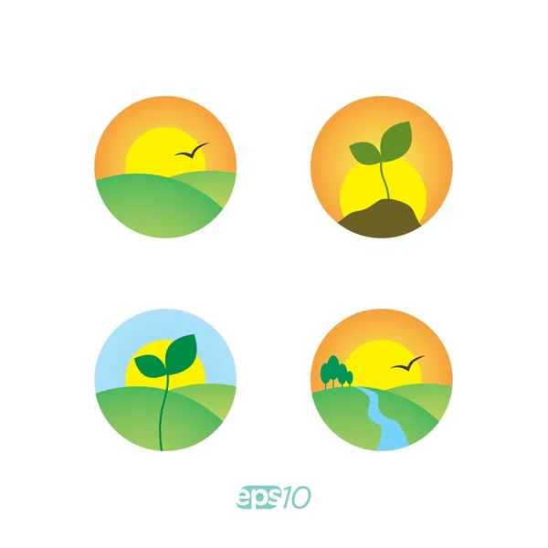 Samling av ekologi och natur vektor logotyper. Royaltyfria illustrationer