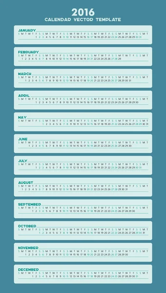 Takvim 2016 vektör şablonu