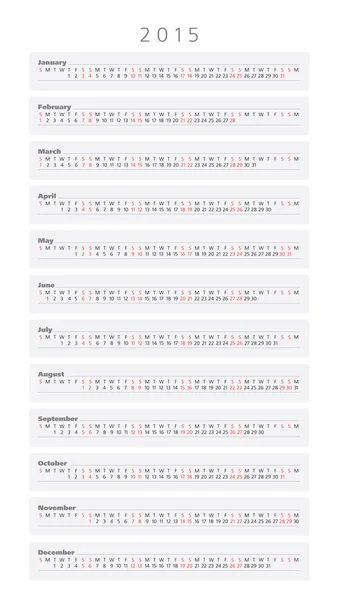 カレンダー 2015年ベクトル テンプレート — ストックベクタ