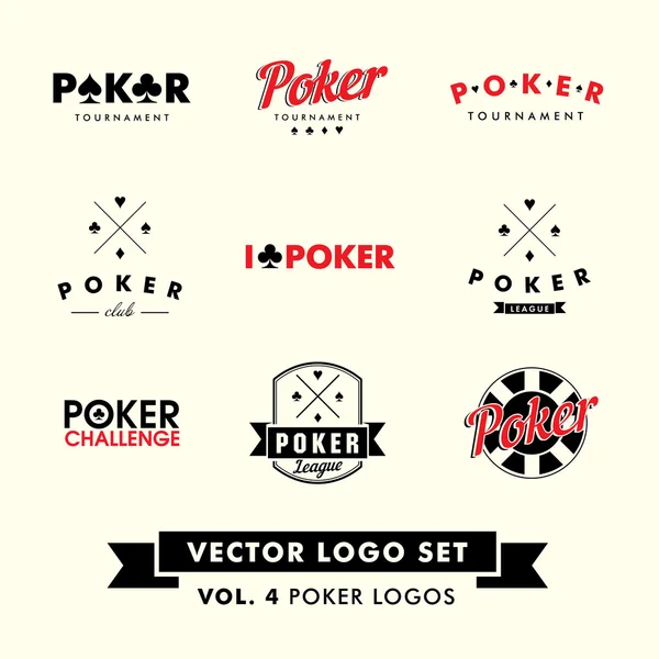 Retro Vintage Hipster Poker Vector Logo Set — Stock Vector