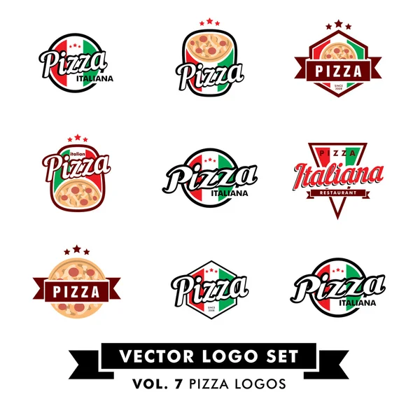 Retro Vintage Pizza Restaurant Vector Logo Set — Stock Vector