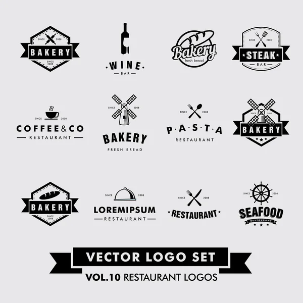 Retro Vintage Hipster Restaurant Vector Logo Set — Stock Vector