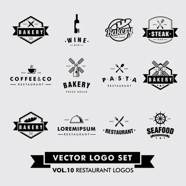 Ensemble de logo vectoriel Vintage Hipster Restaurant rétro — Image vectorielle