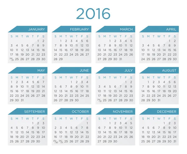 Takvim vektör şablon 2016