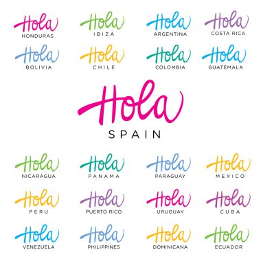 Hola yazı Word vektör Set
