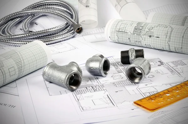 Metal plumbing fittings — Stock Photo, Image