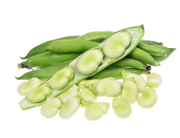 Vicia Faba Broad Beans Beans Pods Isolated White Background — 图库照片