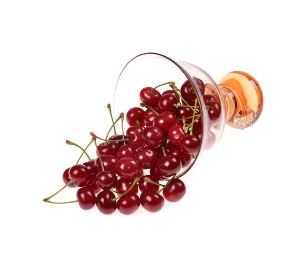 Cherries in a glass bowl — Stock Photo, Image
