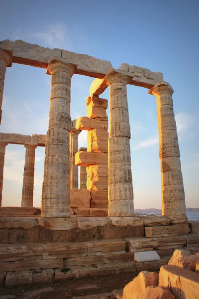Мыс Сунион - руины древнегреческого храма — стоковое фото