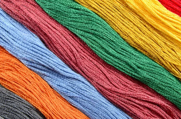 Colorful skeins cotton embroidery — Stock Photo, Image