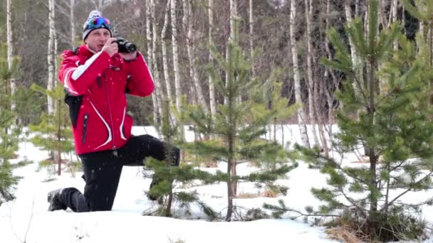 Photographing nature in winter — Stock Video