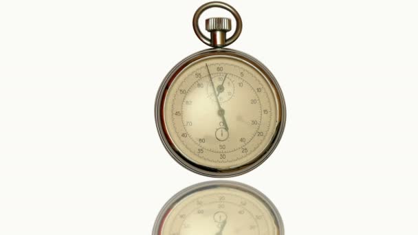 Face Dial Stopwatch White Background Antique Χρονόμετρο Ρολόι Βέλος Οποίο — Αρχείο Βίντεο