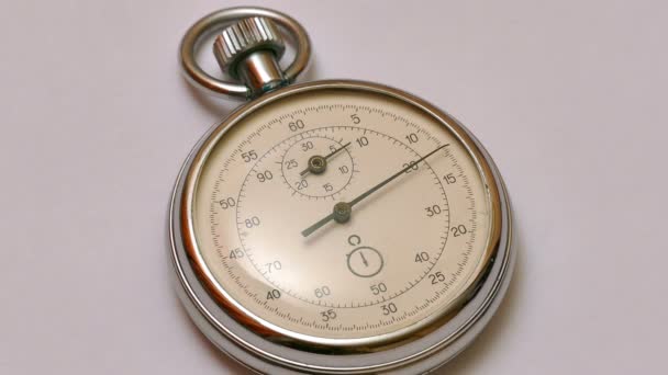 Primer Plano Ticking Stopwatch Reloj Paro Antiguo Reloj Flecha Que — Vídeo de stock