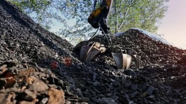 Kömür bir kamyon hidrolik Ekskavatör kullanarak yükleme