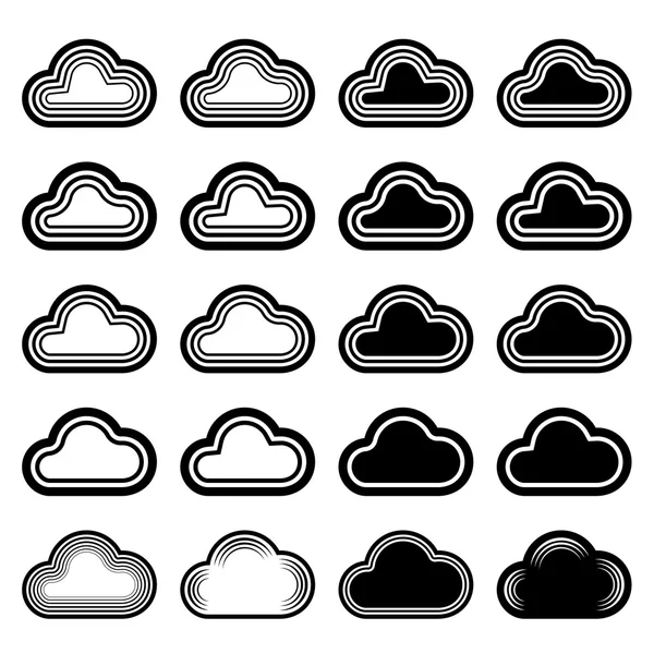 Cielo negro nubes símbolos — Vector de stock