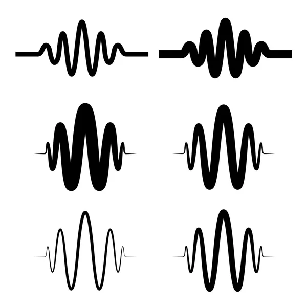 Onda sonora sinusoidal símbolo preto —  Vetores de Stock