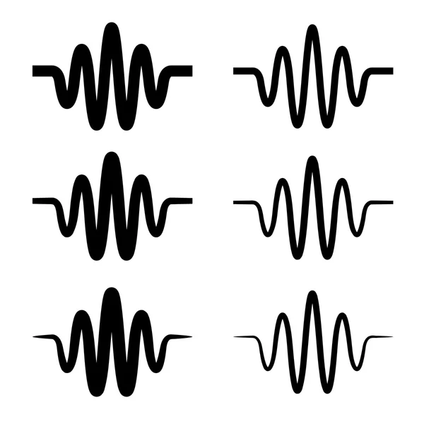 Sinusförmige Schallwelle schwarzes Symbol — Stockvektor