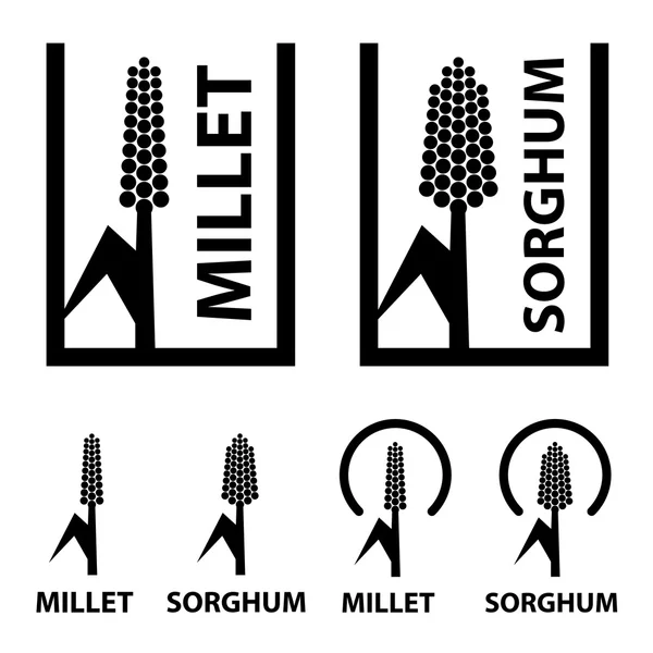 Mijo sorgo cereal negro símbolo — Archivo Imágenes Vectoriales