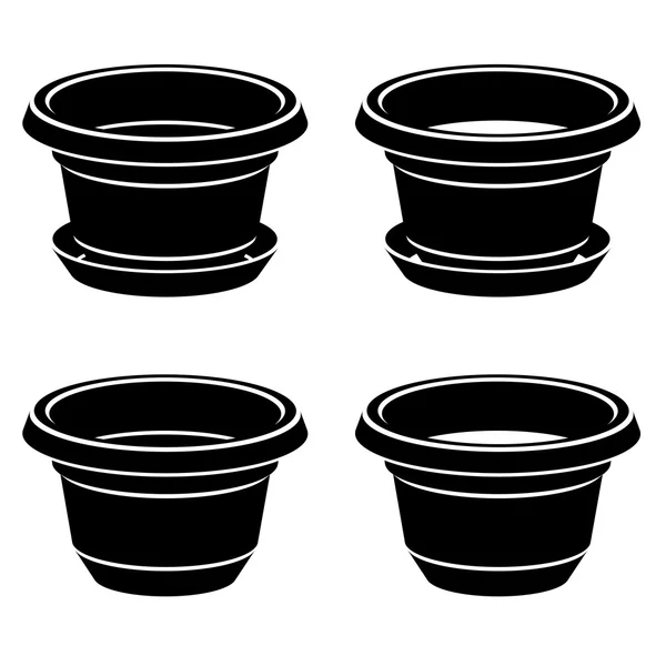 3D flowerpot black symbol — Stock Vector