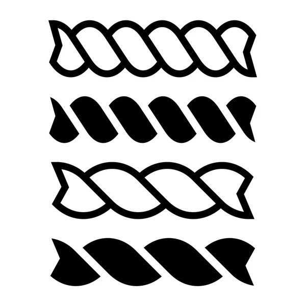 Fusilli pasta negro línea icono — Vector de stock