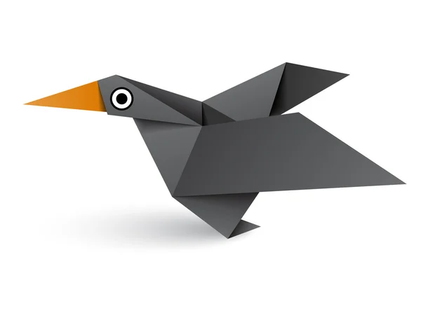 Origami papier oiseau noir — Image vectorielle