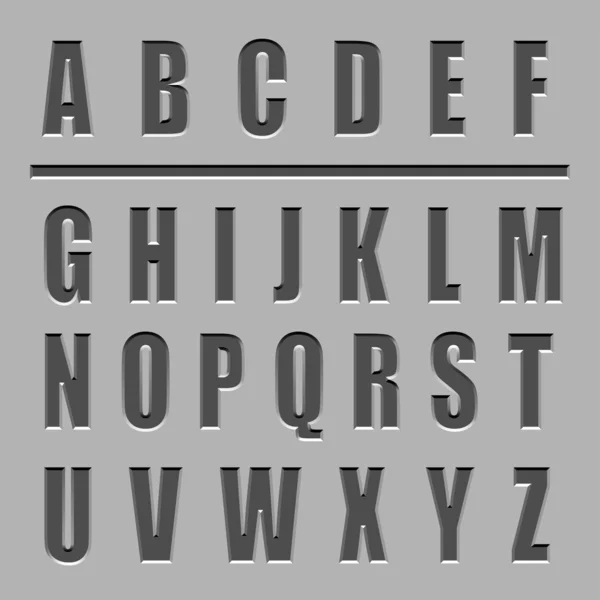 Stone carved alphabet font — Stock Vector