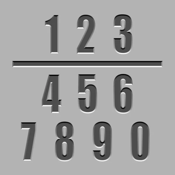 Steen gesneden nummers lettertype — Stockvector