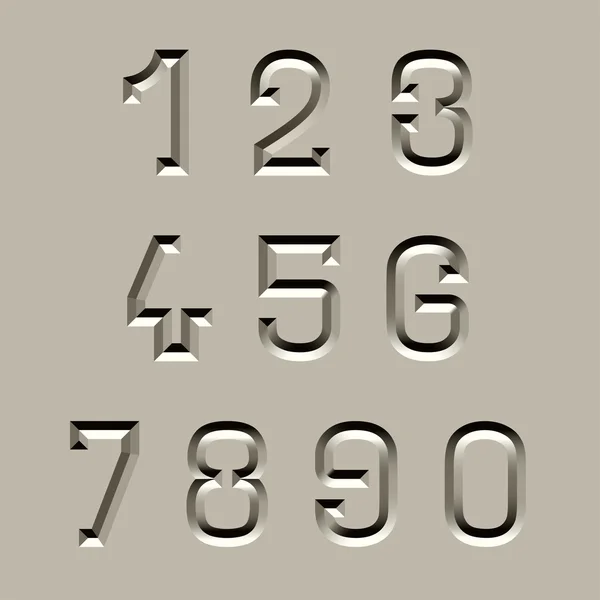 Stone carved font numbers — Stock Vector