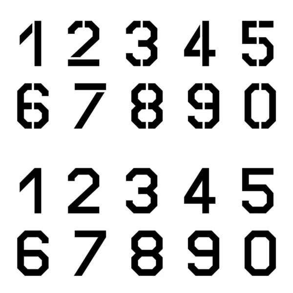 Stencil di numeri in carattere angolare — Vettoriale Stock