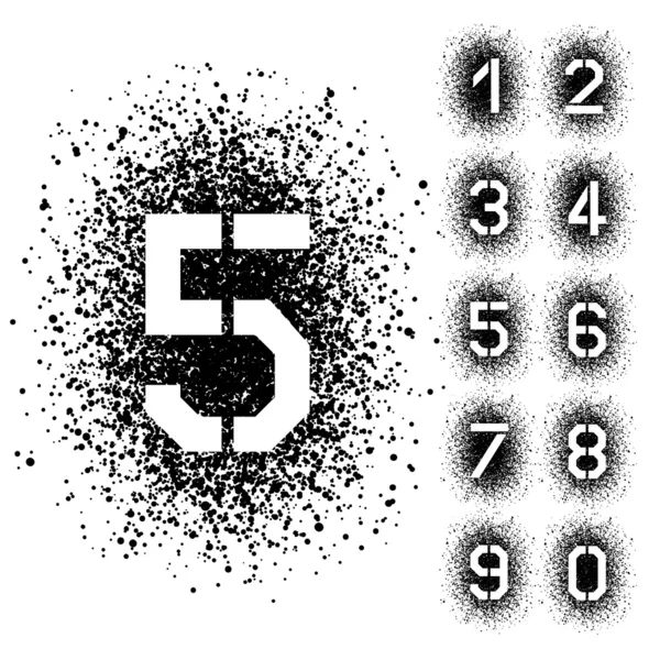 Spray stencil font numbers — Stock Vector